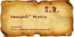 Kmetykó Mietta névjegykártya